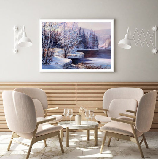 Snow Covered Forest Oil Painting Home Decor Premium Quality Poster Print Choose Your Sizes