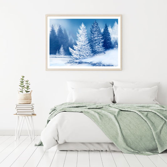 Snow Covered Forest Oil Painting Home Decor Premium Quality Poster Print Choose Your Sizes
