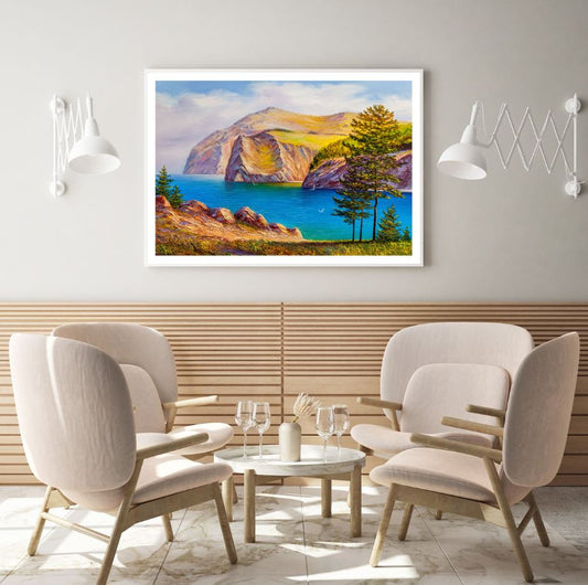 River & Mountains Oil Painting Home Decor Premium Quality Poster Print Choose Your Sizes