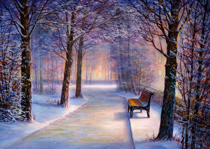 City Street Winter Oil Painting Print 100% Australian Made