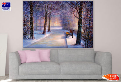 City Street Winter Oil Painting Print 100% Australian Made