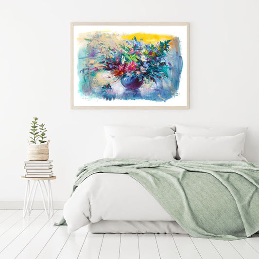 Colorful Flowers Vase Oil Paint Home Decor Premium Quality Poster Print Choose Your Sizes