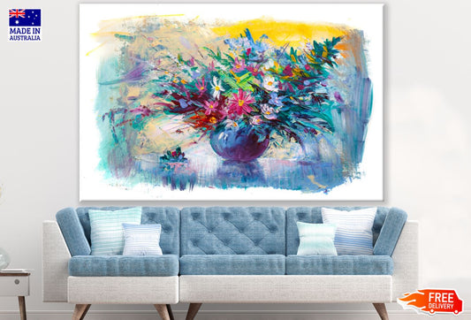 Colorful Flowers Vase Oil Paint Print 100% Australian Made