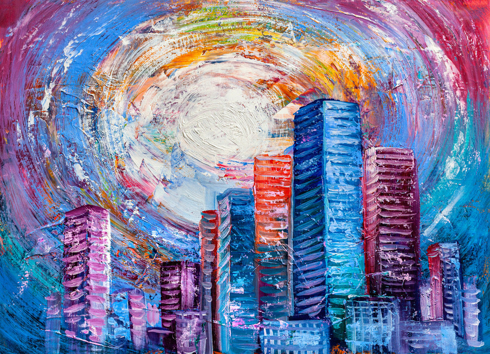 Colorful City Oil Painting Print 100% Australian Made