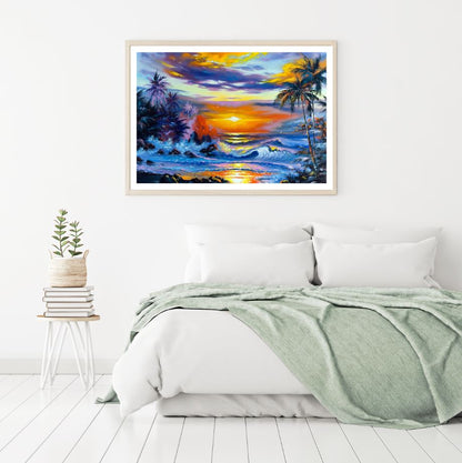 Rough Sea Sunset Oil Painting Home Decor Premium Quality Poster Print Choose Your Sizes