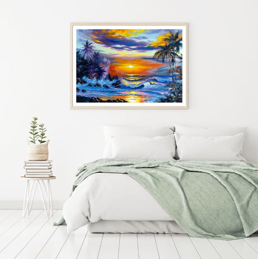 Rough Sea Sunset Oil Painting Home Decor Premium Quality Poster Print Choose Your Sizes