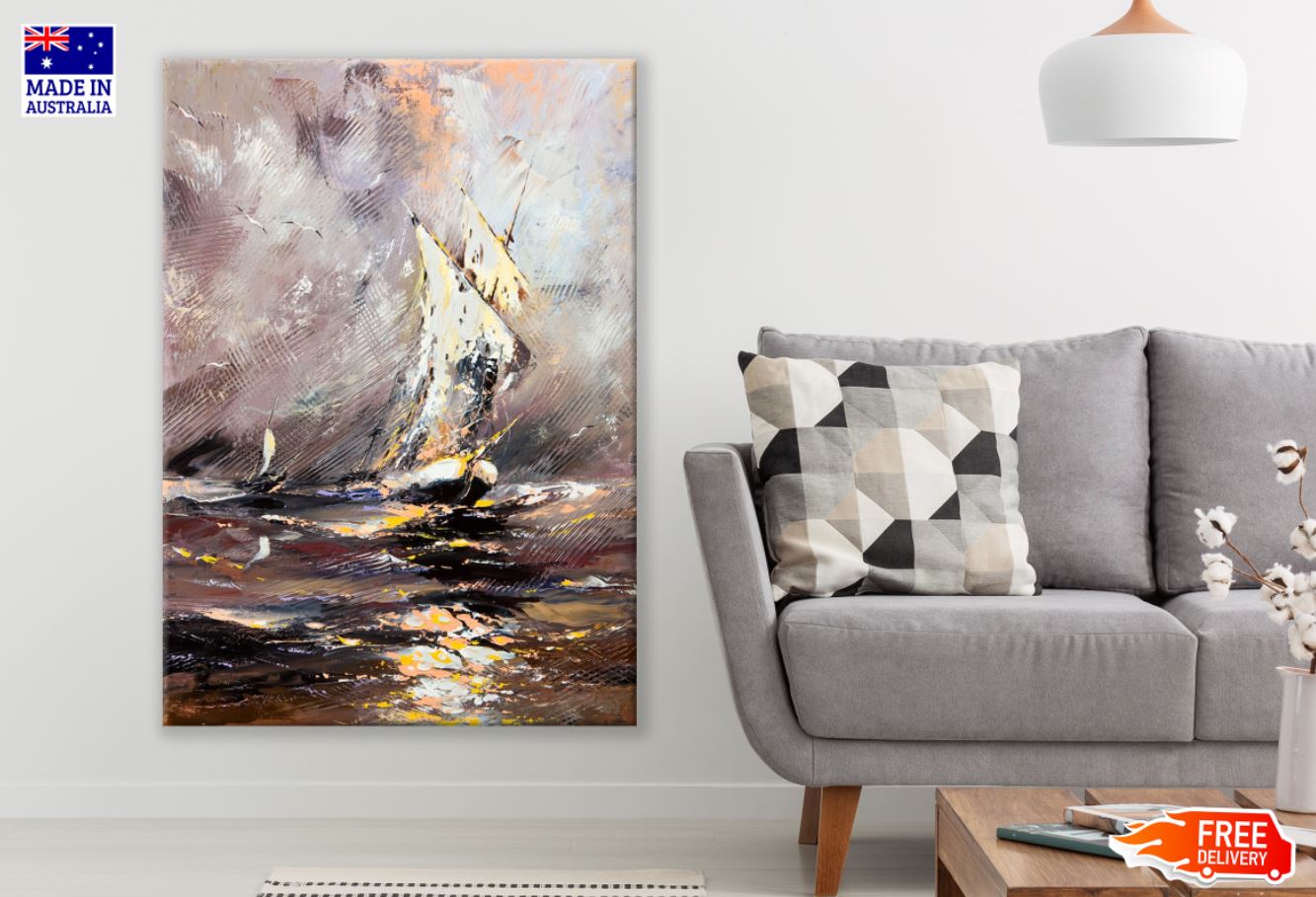 Boat on Sea Abstract Painting Print 100% Australian Made
