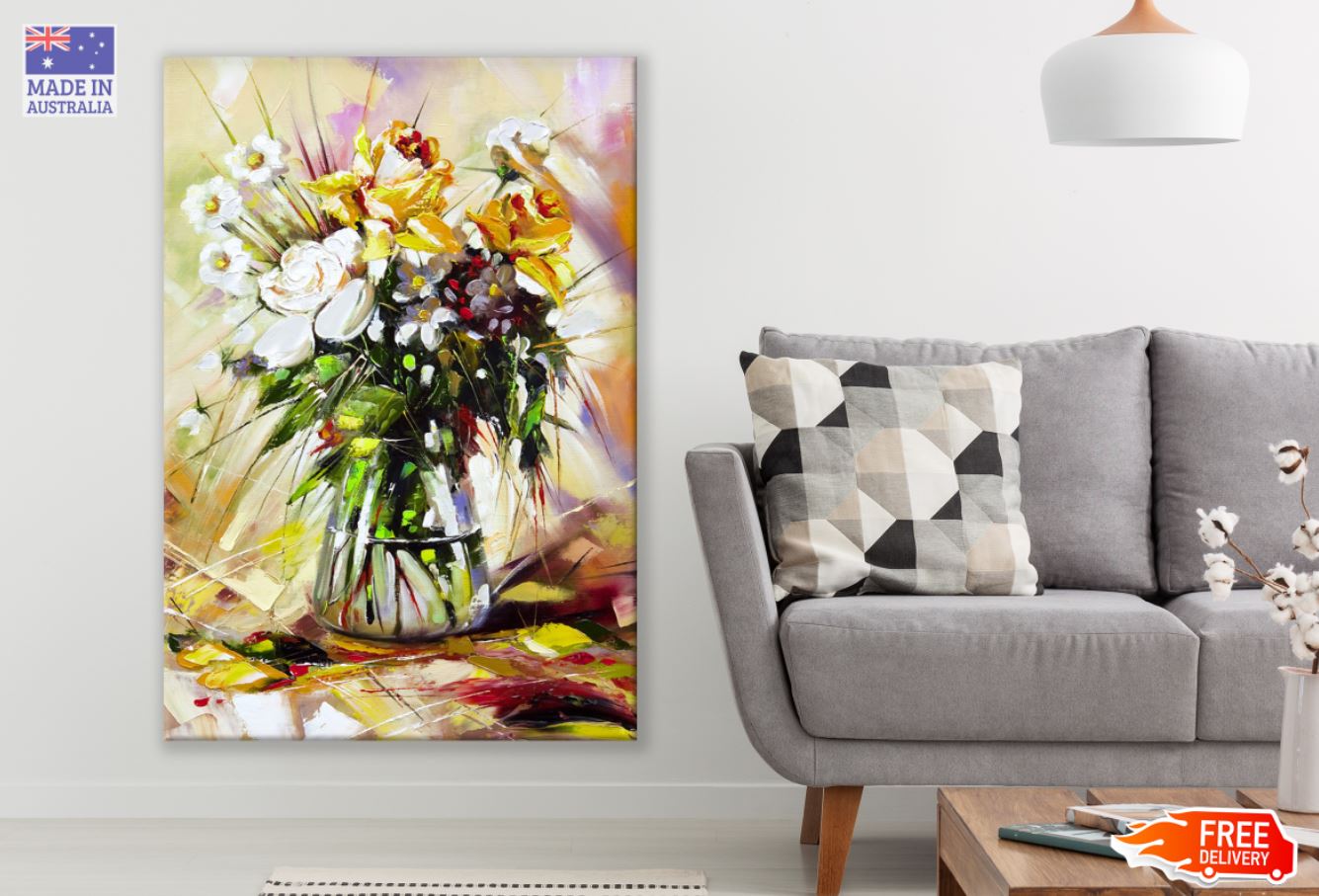 Colorful Flower Vase Oil Painting Print 100% Australian Made