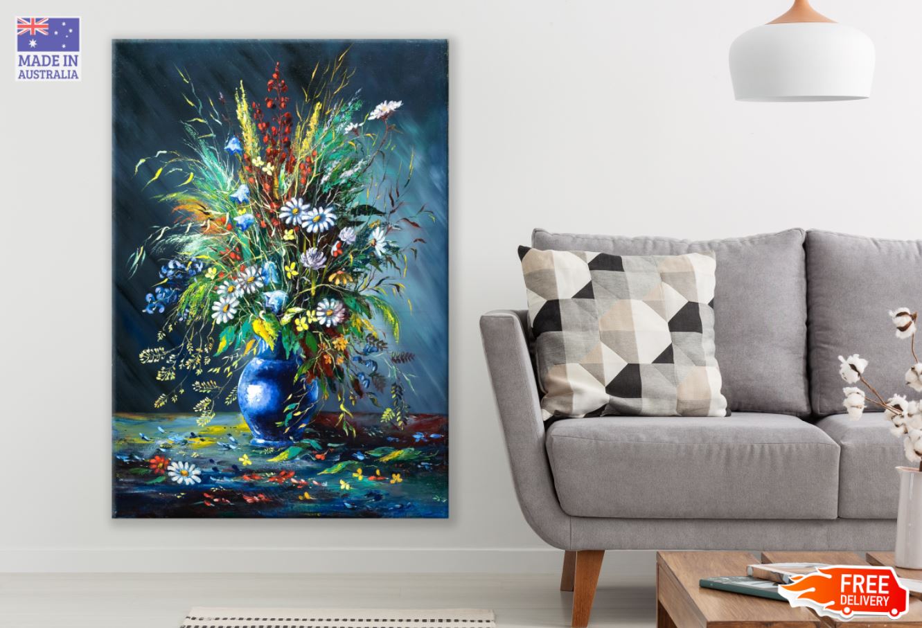 Colorful Flower Vase Oil Painting Print 100% Australian Made