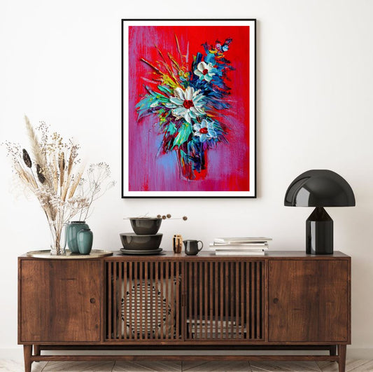 Colorful Flower Vase Oil Painting Home Decor Premium Quality Poster Print Choose Your Sizes
