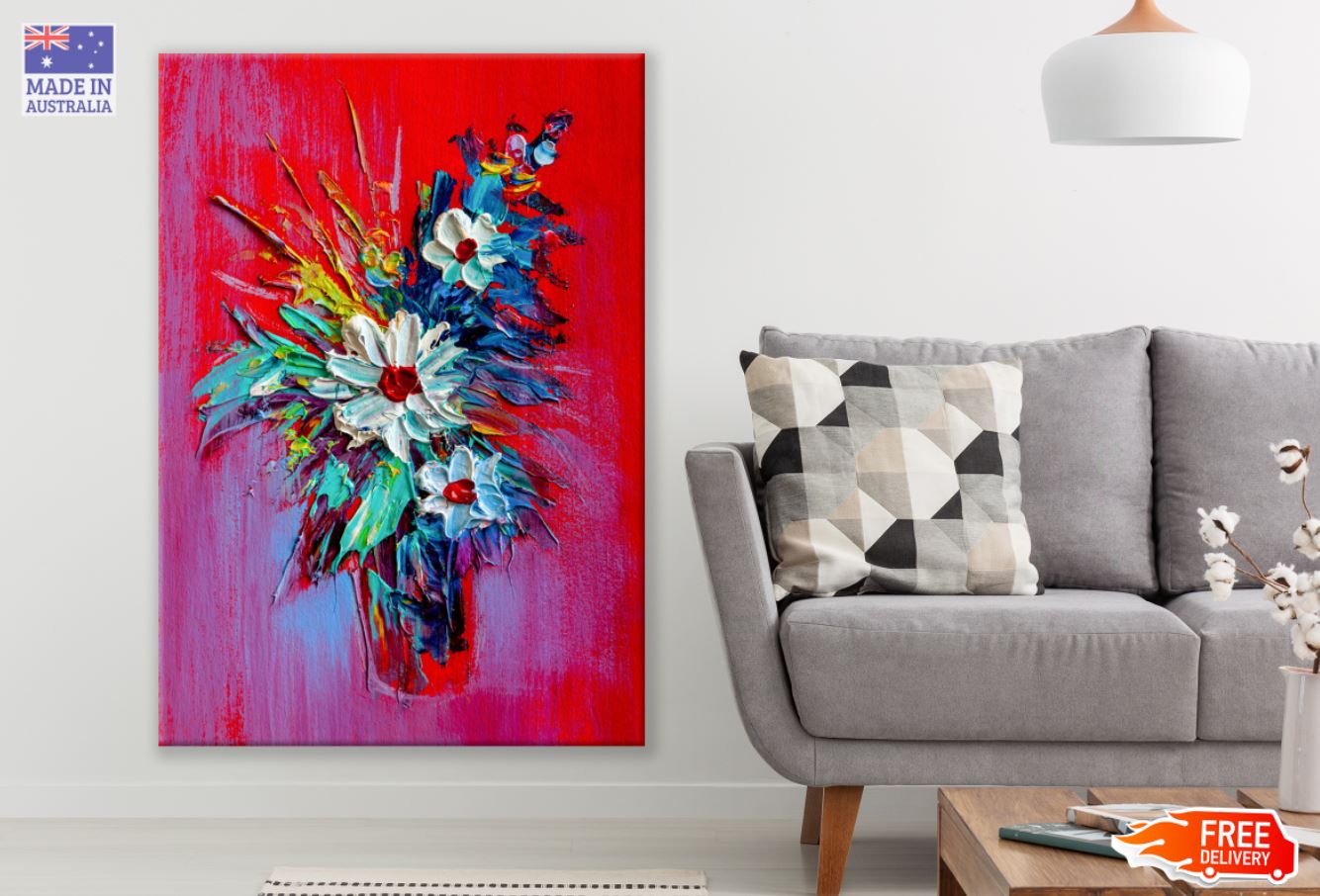 Colorful Flower Vase Oil Painting Print 100% Australian Made