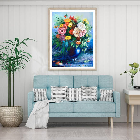 Colorful Flower Vase Oil Painting Home Decor Premium Quality Poster Print Choose Your Sizes
