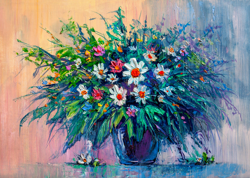 Colorful Flower Vase Oil Painting Print 100% Australian Made