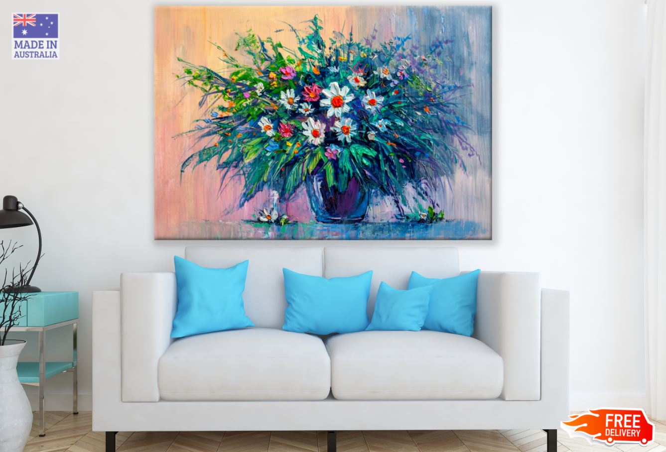 Colorful Flower Vase Oil Painting Print 100% Australian Made