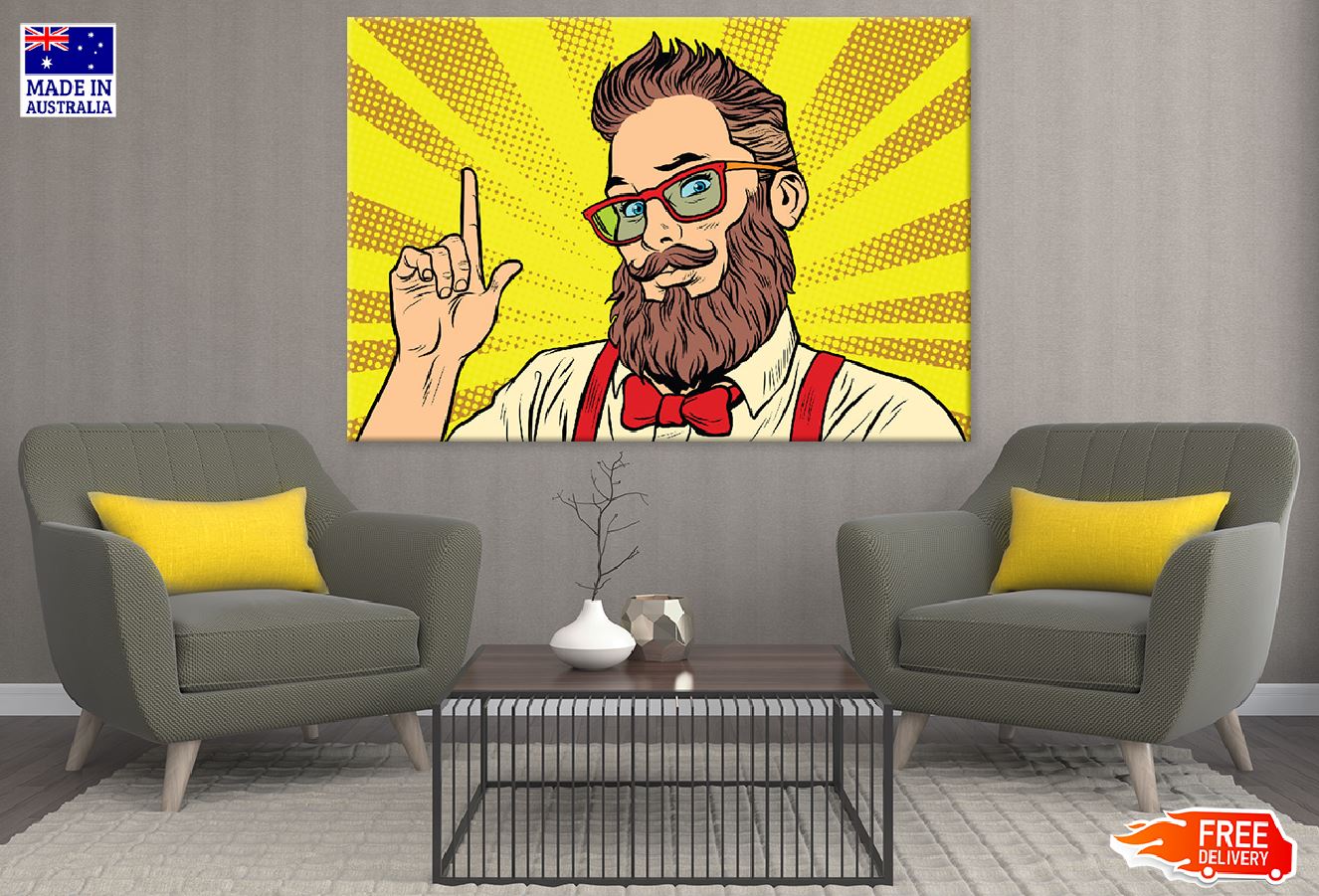 Man with Beard & Glasses Print 100% Australian Made