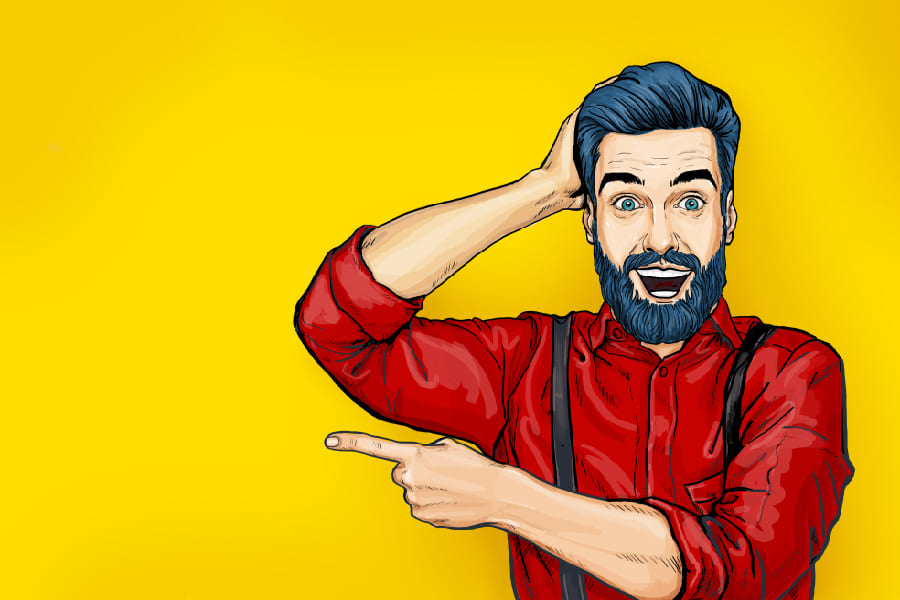 Man with Shocked Facial Expression Showing by Finger Print 100% Australian Made