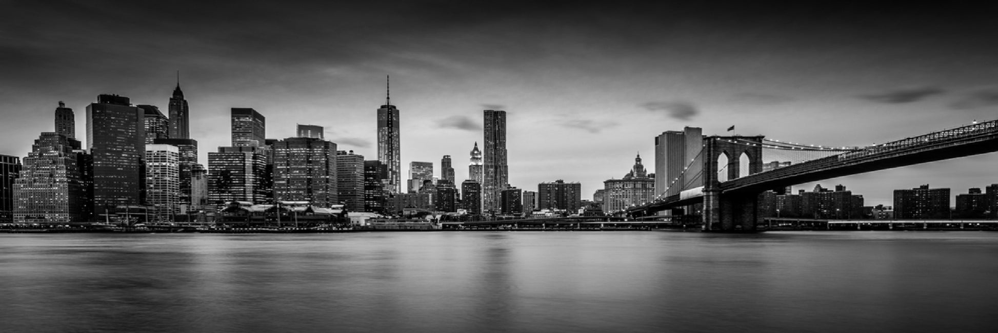Panoramic Canvas New York Skyline B&W View Photograph High Quality 100% Australian Made Wall Canvas Print Ready to Hang