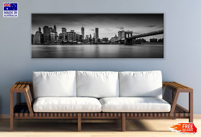 Panoramic Canvas New York Skyline B&W View Photograph High Quality 100% Australian Made Wall Canvas Print Ready to Hang