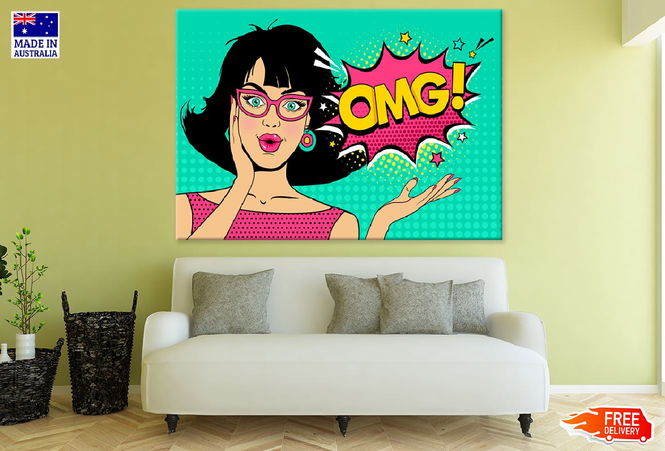OMG Text Surprised Young Lady with Glasses Print 100% Australian Made