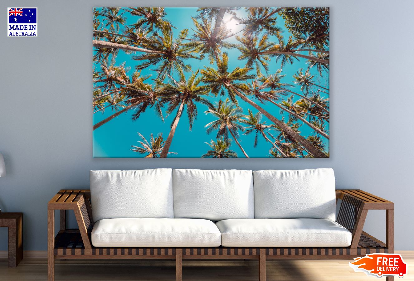 Palm Trees Under Blue Sky Photograph Print 100% Australian Made