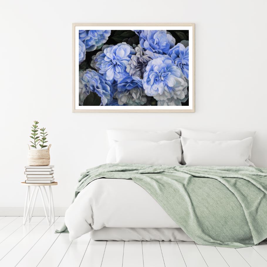 Blue Flowers Closeup Photograph Home Decor Premium Quality Poster Print Choose Your Sizes