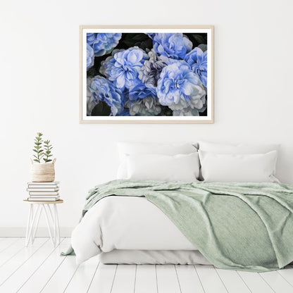 Blue Flowers Closeup Photograph Home Decor Premium Quality Poster Print Choose Your Sizes