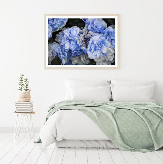 Blue Flowers Closeup Photograph Home Decor Premium Quality Poster Print Choose Your Sizes