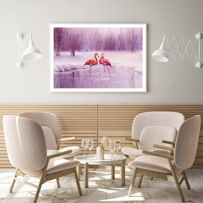 Flamingo Birds on Lake Painting Home Decor Premium Quality Poster Print Choose Your Sizes