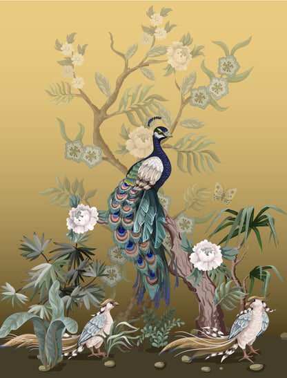 Peacocks & Flower Tree Vector Art Home Decor Premium Quality Poster Print Choose Your Sizes