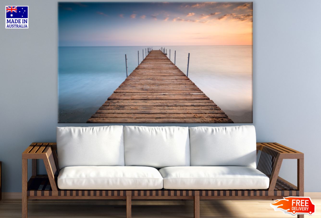Stunning Sea View with Wooden Pier Photograph Print 100% Australian Made