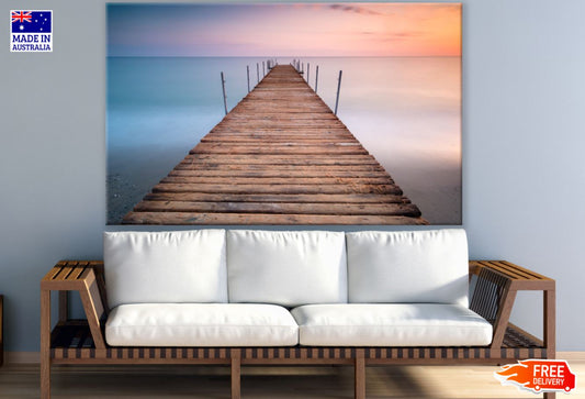 Stunning Sea View with Wooden Pier Sunset Photograph Print 100% Australian Made