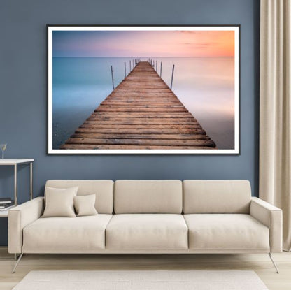 Wooden Pier Over Sea at Sunset Photograph Home Decor Premium Quality Poster Print Choose Your Sizes