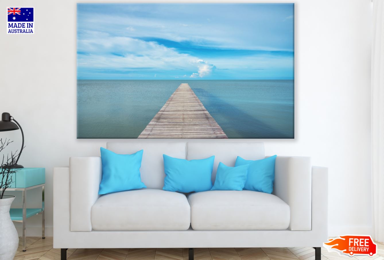 Stunning Sea View with Wooden Pier Photograph Print 100% Australian Made