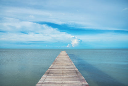 Stunning Sea View with Wooden Pier Photograph Print 100% Australian Made