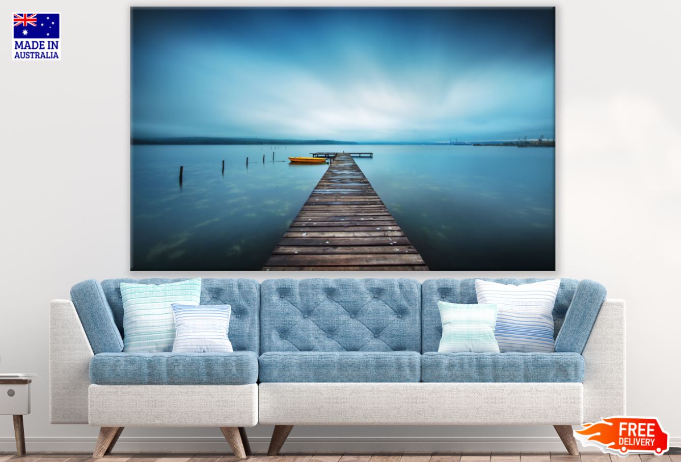 Stunning Sea View with Wooden Pier Photograph Print 100% Australian Made