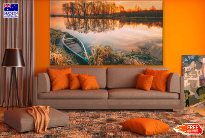 Boat on a Lake at Sunset Photograph Print 100% Australian Made