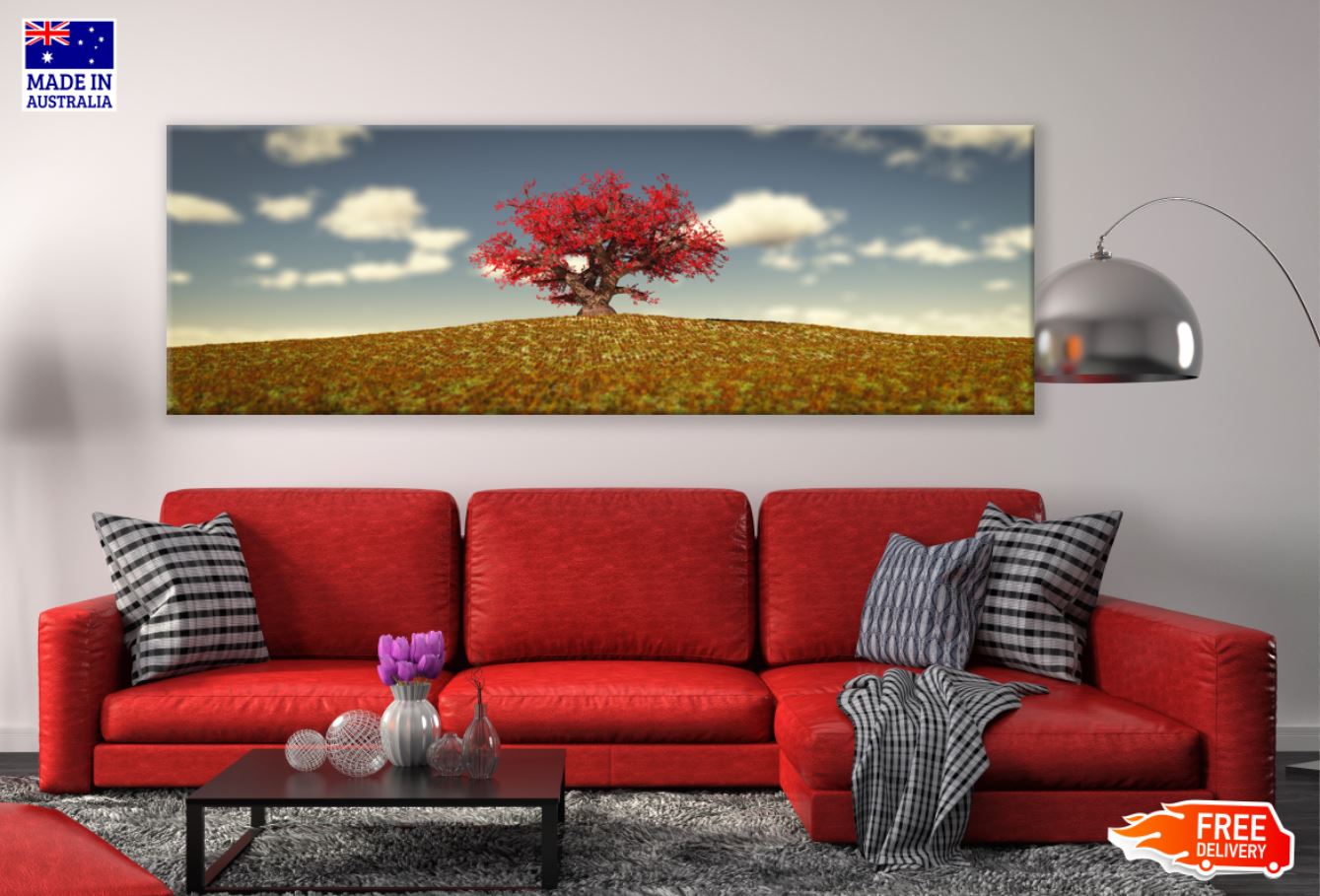 Panoramic Canvas Tree on a Hill Photograph High Quality 100% Australian made wall Canvas Print ready to hang