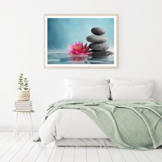 Zen Stones & Flowers Photograph Home Decor Premium Quality Poster Print Choose Your Sizes