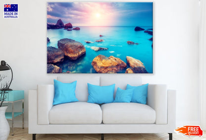 Sea with Huge Rocks Scenery View Photograph Print 100% Australian Made