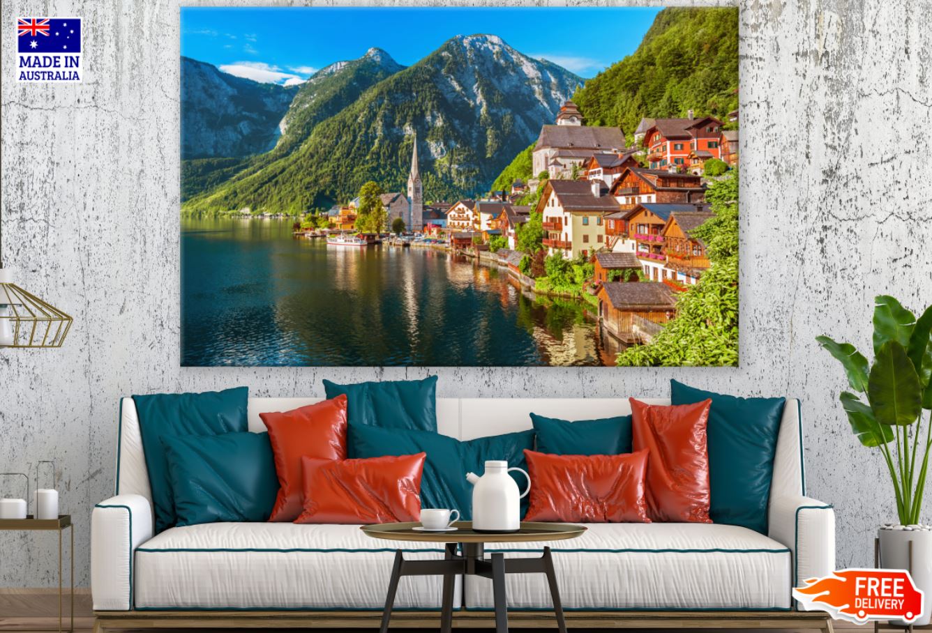 City in Mountain Scenery Photograph Print 100% Australian Made
