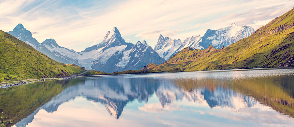 Panoramic Canvas Mountain Lake View Scenery Photograph High Quality 100% Australian made wall Canvas Print ready to hang