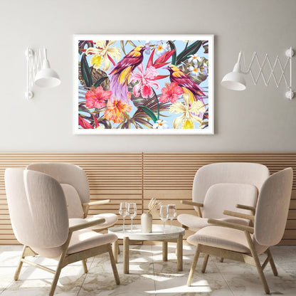 Birds & Flowers Vector Art Home Decor Premium Quality Poster Print Choose Your Sizes