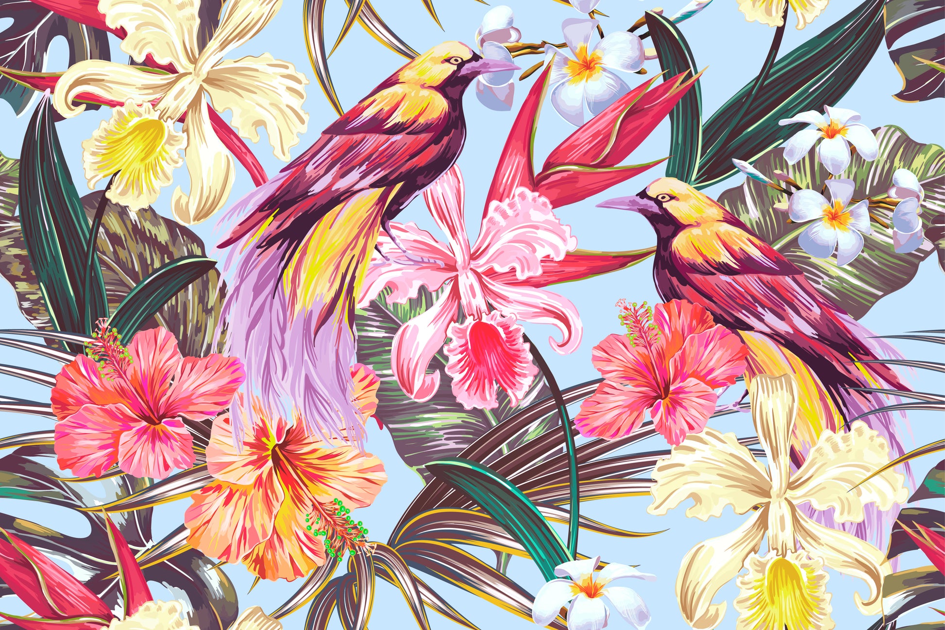 Birds & Flowers Colorful Painting Home Decor Premium Quality Poster Print Choose Your Sizes