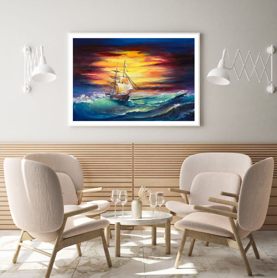 Ship Sailing on Sea Oil Painting Home Decor Premium Quality Poster Print Choose Your Sizes
