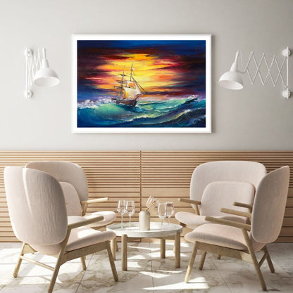 Ship Sailing on Sea Oil Painting Home Decor Premium Quality Poster Print Choose Your Sizes