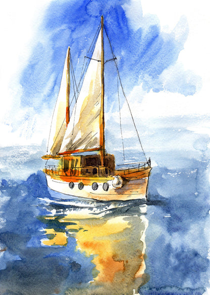 Boat on Sea Painting Print 100% Australian Made
