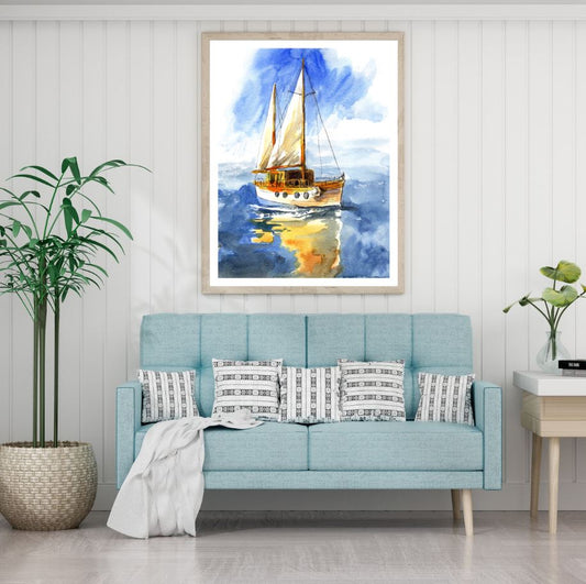 Ship Sailing on Sea Painting Home Decor Premium Quality Poster Print Choose Your Sizes