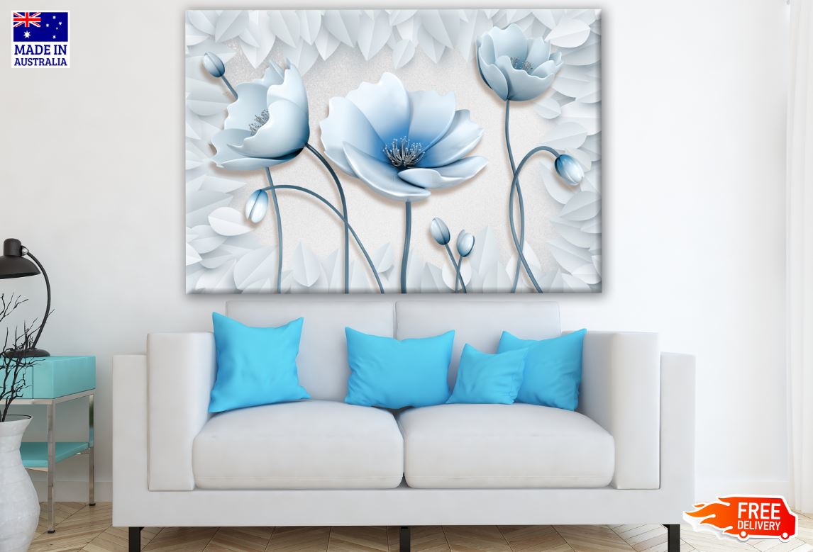 Blue & White Floral Watercolor Painting Print 100% Australian Made Photograph Print 100% Australian Made