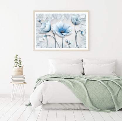 Blue & White Flowers 3D Design Home Decor Premium Quality Poster Print Choose Your Sizes
