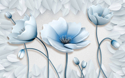 Blue & White Flowers 3D Design Home Decor Premium Quality Poster Print Choose Your Sizes